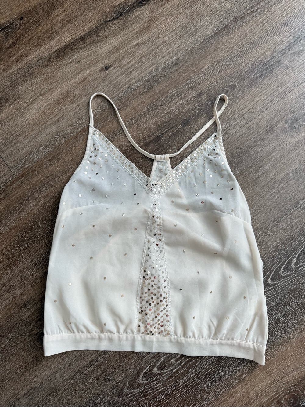 NAF NAF Cream Sequin Embellished Spaghetti Strap Cami